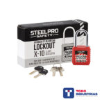 Caja X5Und Llave Maestra - Candado Grillete Acero Color Rojo