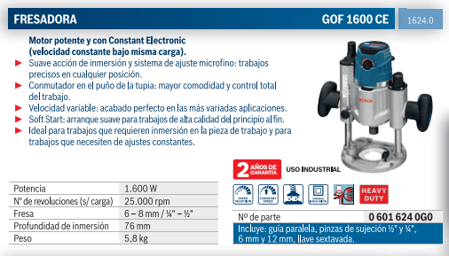 Fresadora Bosch GOF 1600 CE 1600W 220V