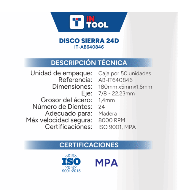 DISCO SIERRA 24D Caja x 50 unidades - Image 3