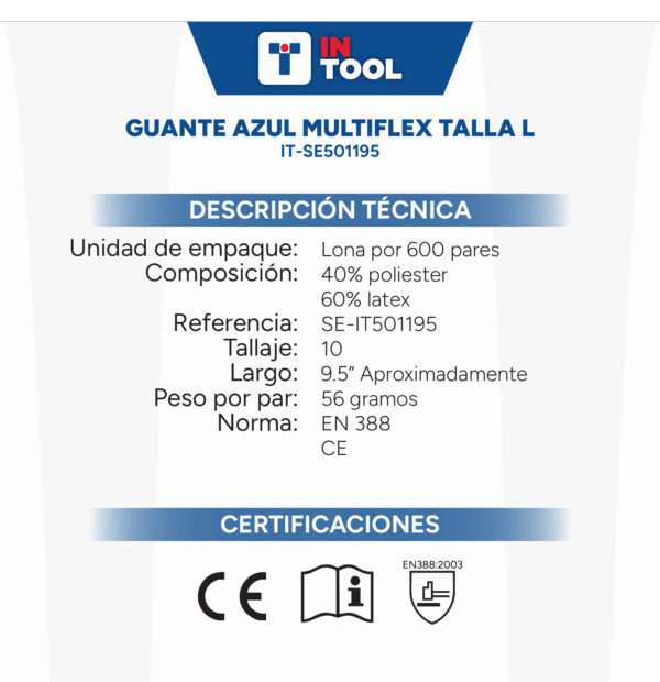 Guante Multiflex Azul – Lona x 600 unidades - Image 3